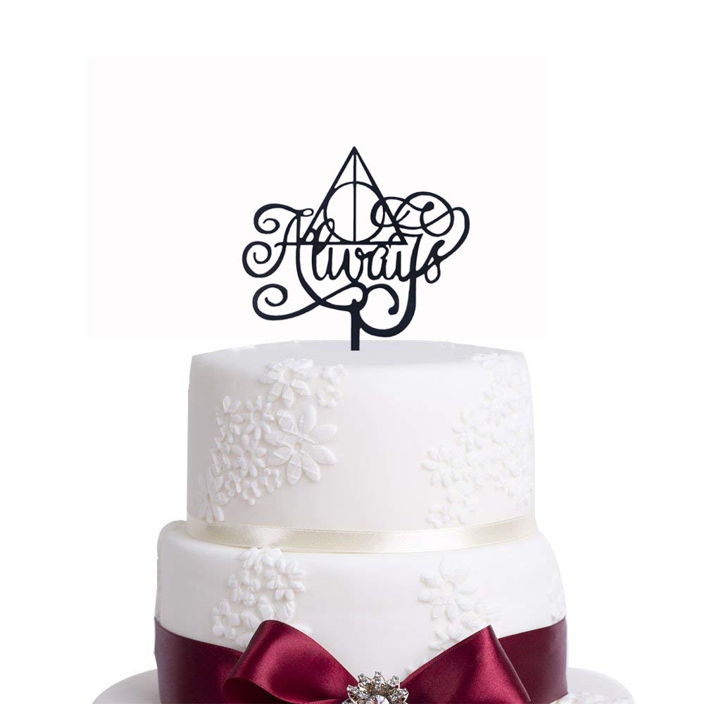 Black Always Cake Topper - Elegant Wedding Sign for Anniversaries, Bridal Showers & Party Decorations | Perfect for Harry Potter Themed Weddings, Couples Celebrations & Romantic Events
