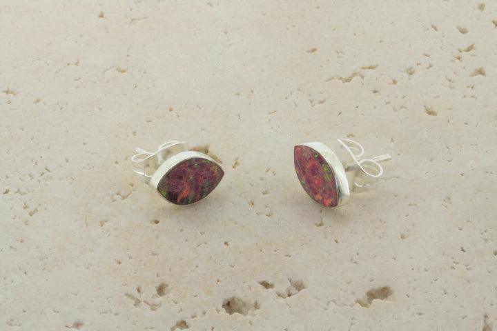 Opal Stud Earrings with Rose Seed Design - Perfect for Weddings, Parties & Everyday Elegance
