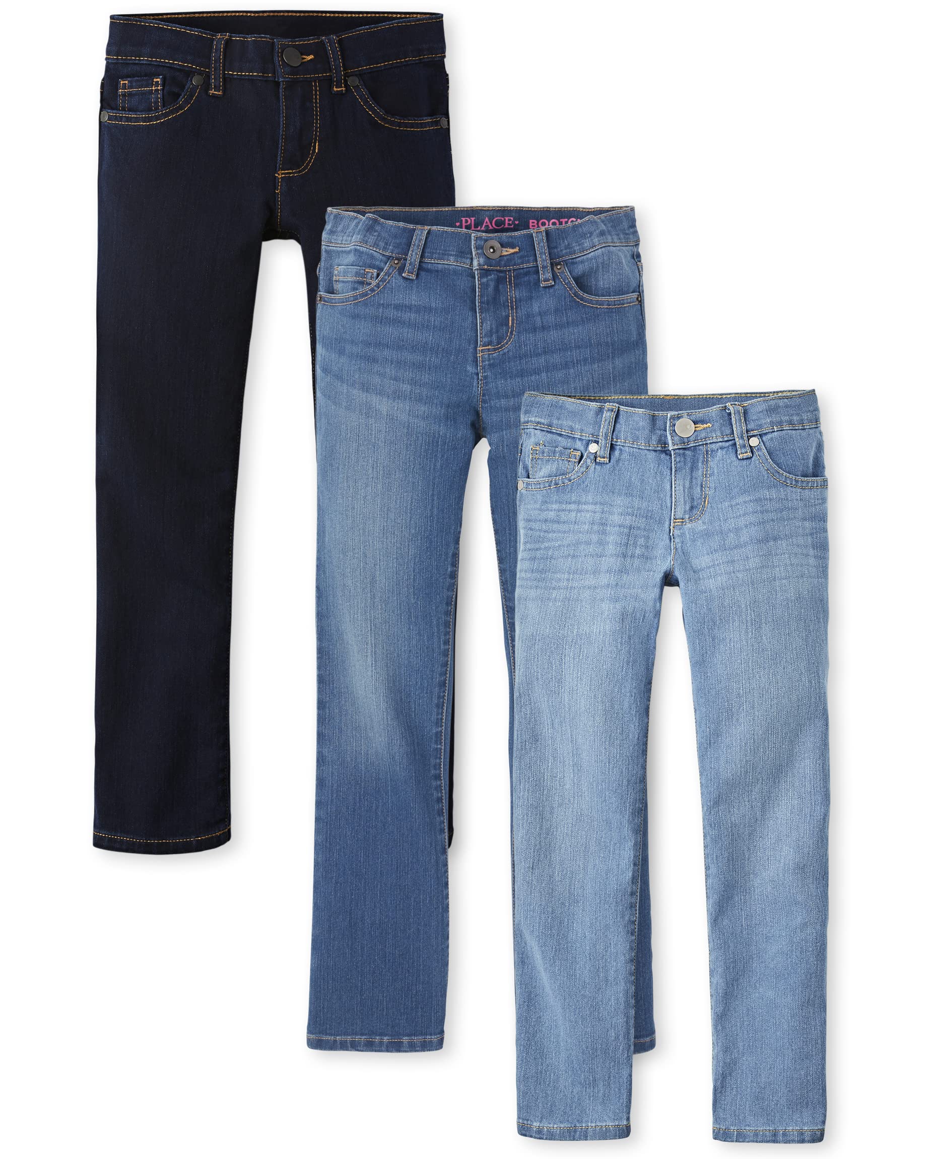 The Children's Place Girls' Multipack Basic Skinny Jeans - Soft Stretch Denim Pants for School, Play & Everyday Wear (Toddler to Big Kids)