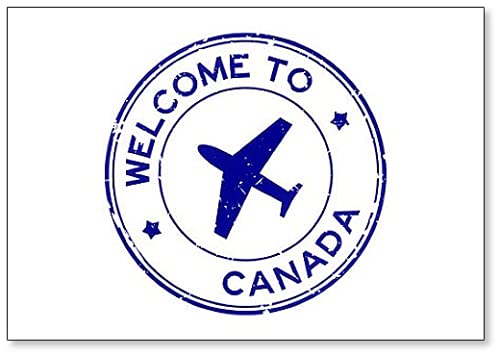 Grunge Blue 'Welcome to Canada' Word with Airplane Fridge Magnet - Perfect for Travel Souvenirs, Home Decor & Gift Ideas