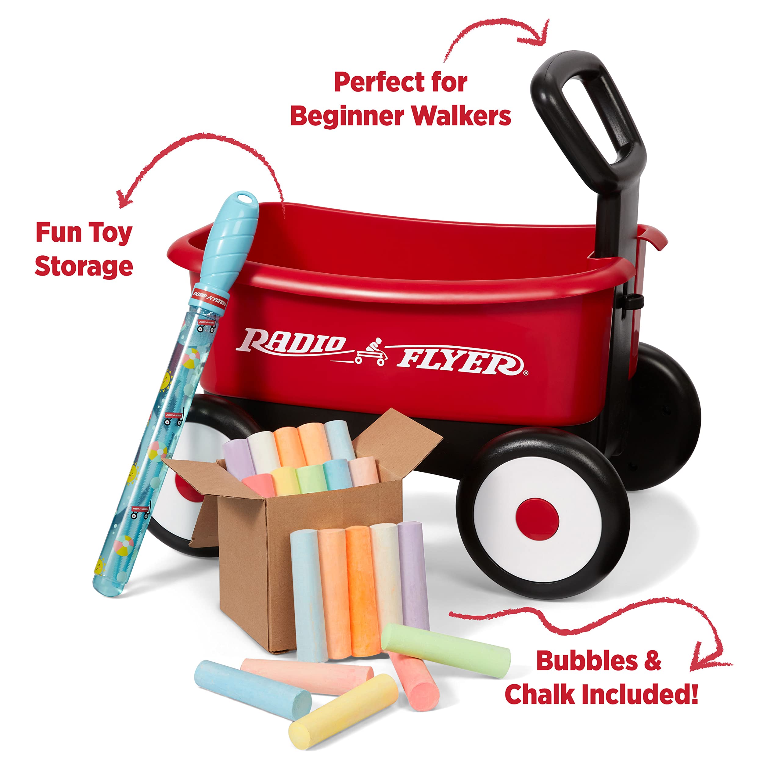 Radio Flyer My 1st Wagon with Beach & Garden Tools - 2-in-1 Pull Wagon for Kids Ages 1-4 (Red) | Perfect for Outdoor Play, Sandbox Fun & Gardening Activities