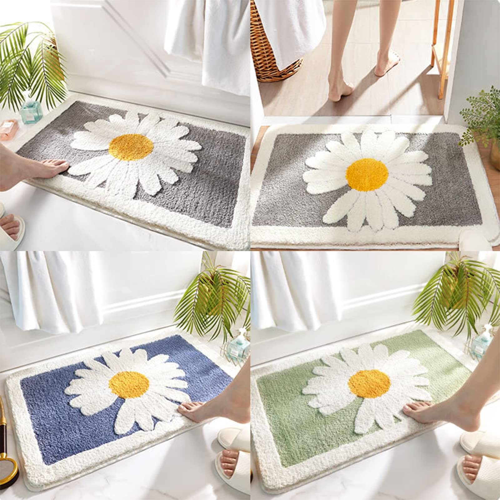 Non-Slip Absorbent Bathroom Mat - Machine Washable Shower Rug for Bath Tub & Sink - Sky Blue 40x60cm - Soft Bath Mat for Wet Floors, Home Spa & Bathroom Safety