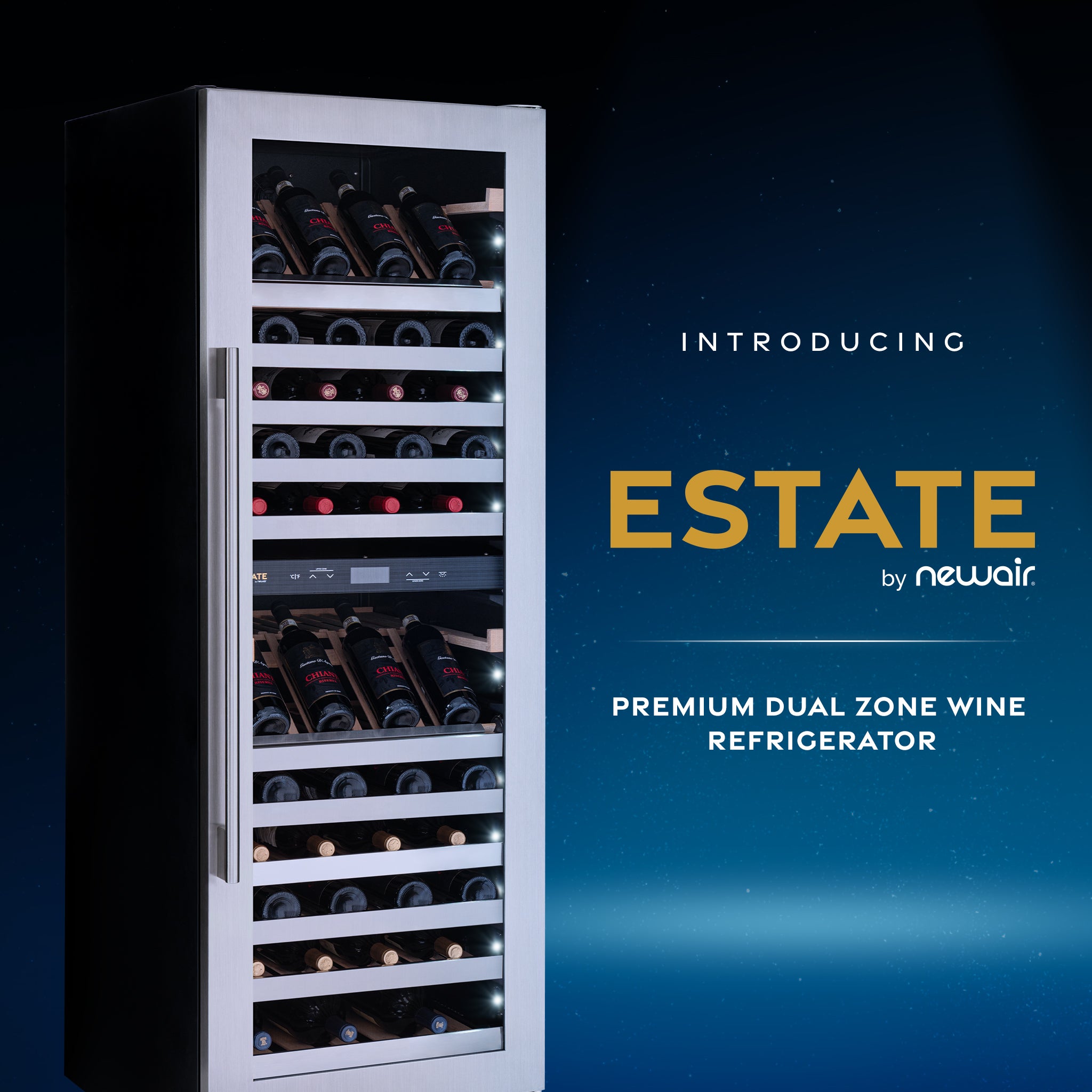 Newair® ESTATE 160 Bottle Freestanding Stainless Steel Wine Cooler Refrigerator - Perfect for Home Bars, Wine Cellars & Entertaining Spaces