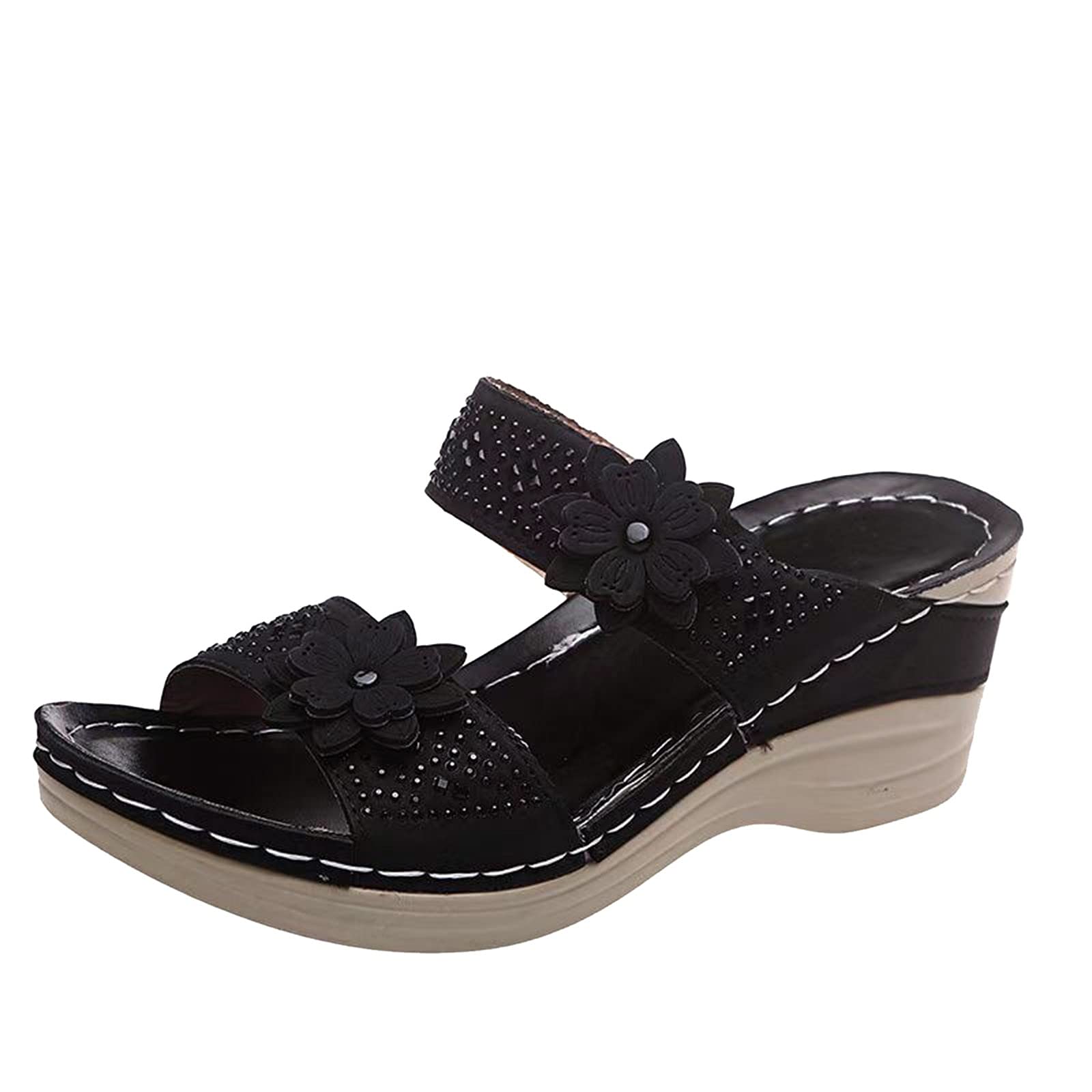 Eduavar Women's Summer Sandals 2023 - Comfortable Dressy Open Toe Slip-On Walking Shoes | Perfect for Beach, Vacation & Casual Outings