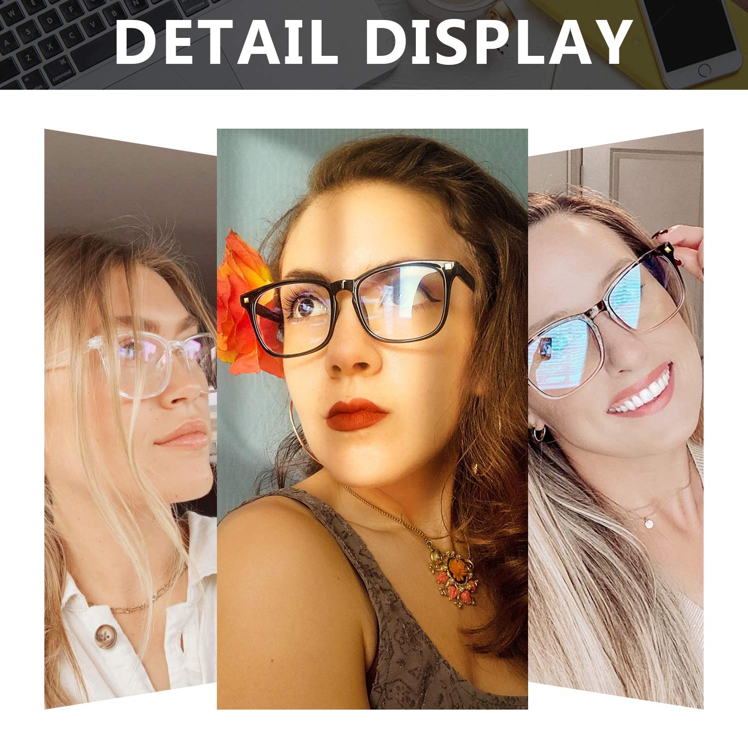 Blue Light Blocking Glasses for Women & Men - Anti Eye Strain Computer Gaming Glasses, Non-Prescription Reading Glasses for Gamers & Office Workers - Reduce Digital Eye Fatigue for Screen Time, Gaming & Studying