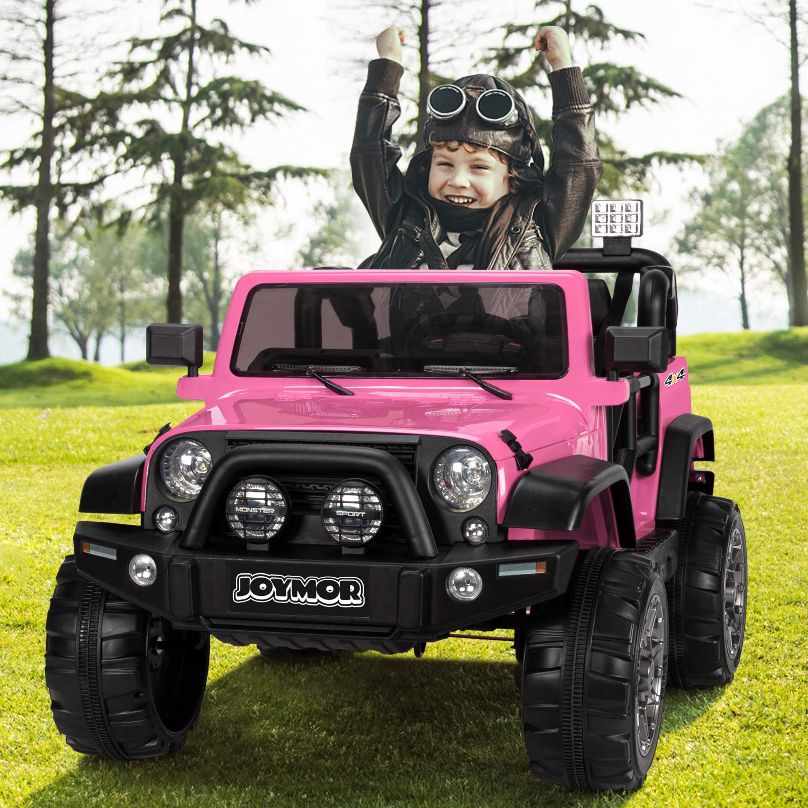 **12V Electric Ride-On Car for Kids - 2 Seater Remote Control Toddler Toy Vehicle with Suspension, Seat Belts, LED Lights & Horn (Pink) | Perfect for Indoor & Outdoor Play, Birthday Gifts**