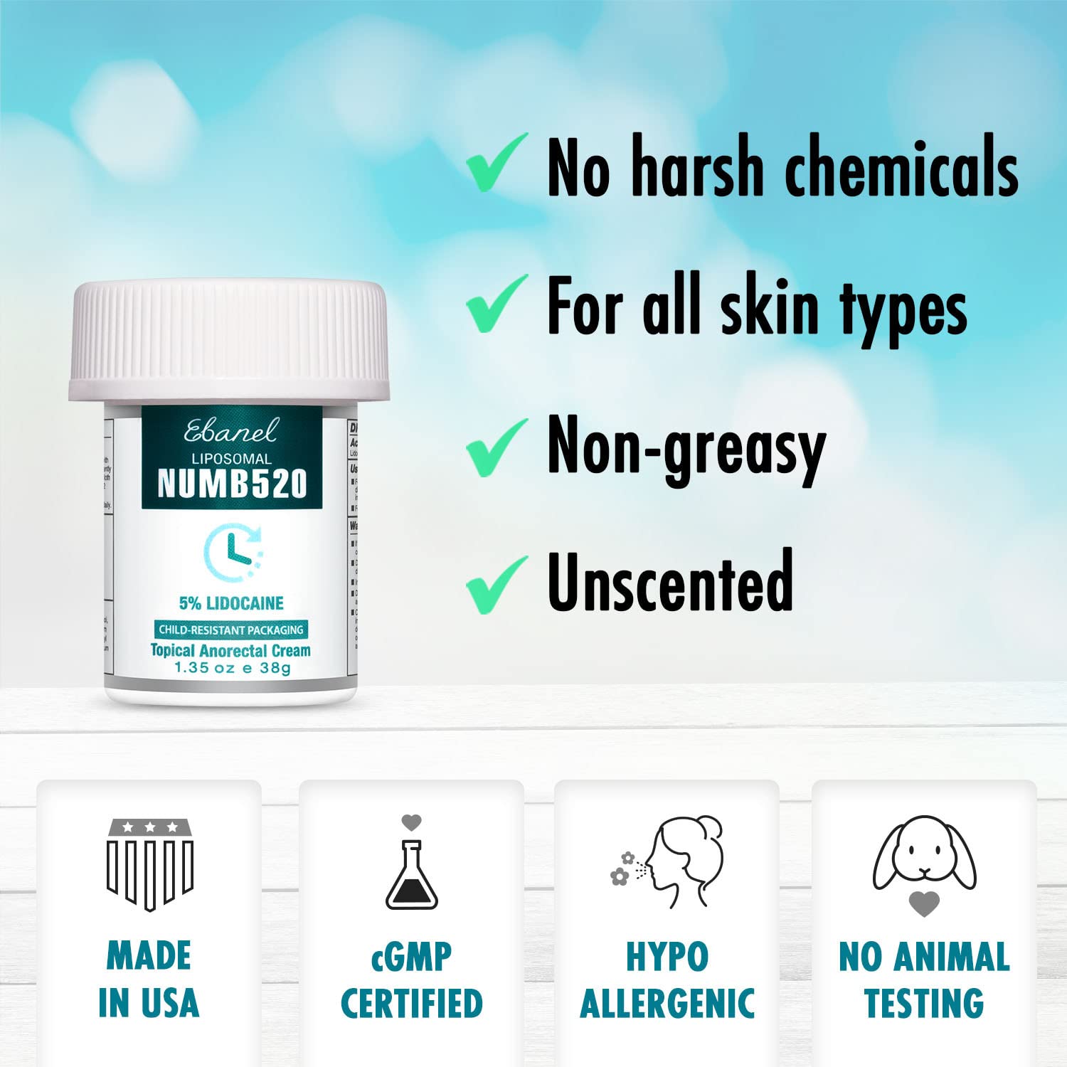 Ebanel 5% Lidocaine Numbing Cream - Maximum Strength Topical Anesthetic for Pain Relief, Burns & Itching - 12 Pack with Allantoin & Vitamin E - Hemorrhoid Treatment & Local Anorectal Uses - Perfect for Tattoo Aftercare, Waxing & Minor Skin Procedures