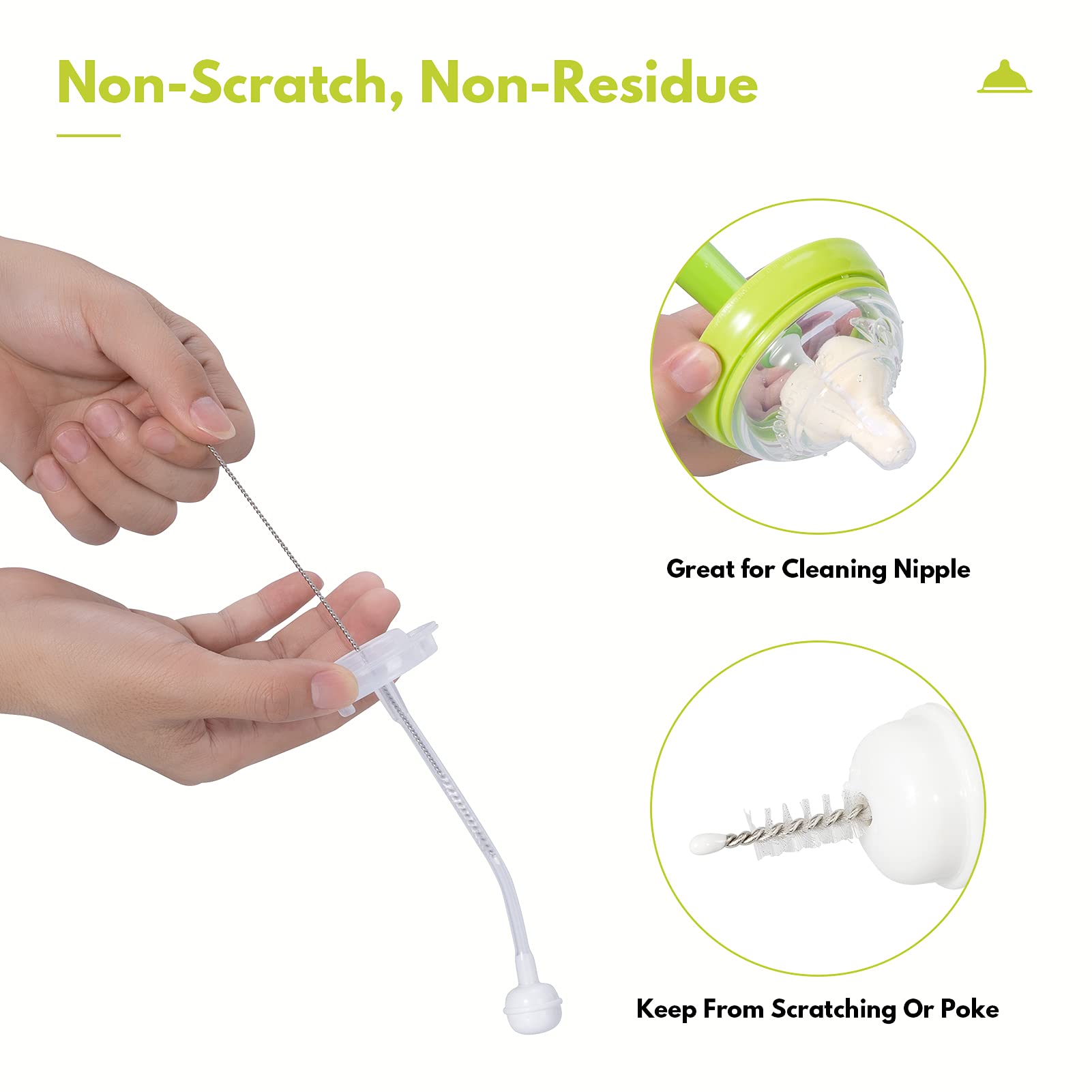 Premium Baby Bottle Cleaning Kit - 2 Nylon Nipple Brushes, 2 Straw Cleaners & Sponge Brush with Suction Cup Base | BPA-Free Bottle Brush Set for Newborns & Infants | Perfect for Breast Pump Parts, Sippy Cups & Baby Feeding Accessories (Pink)