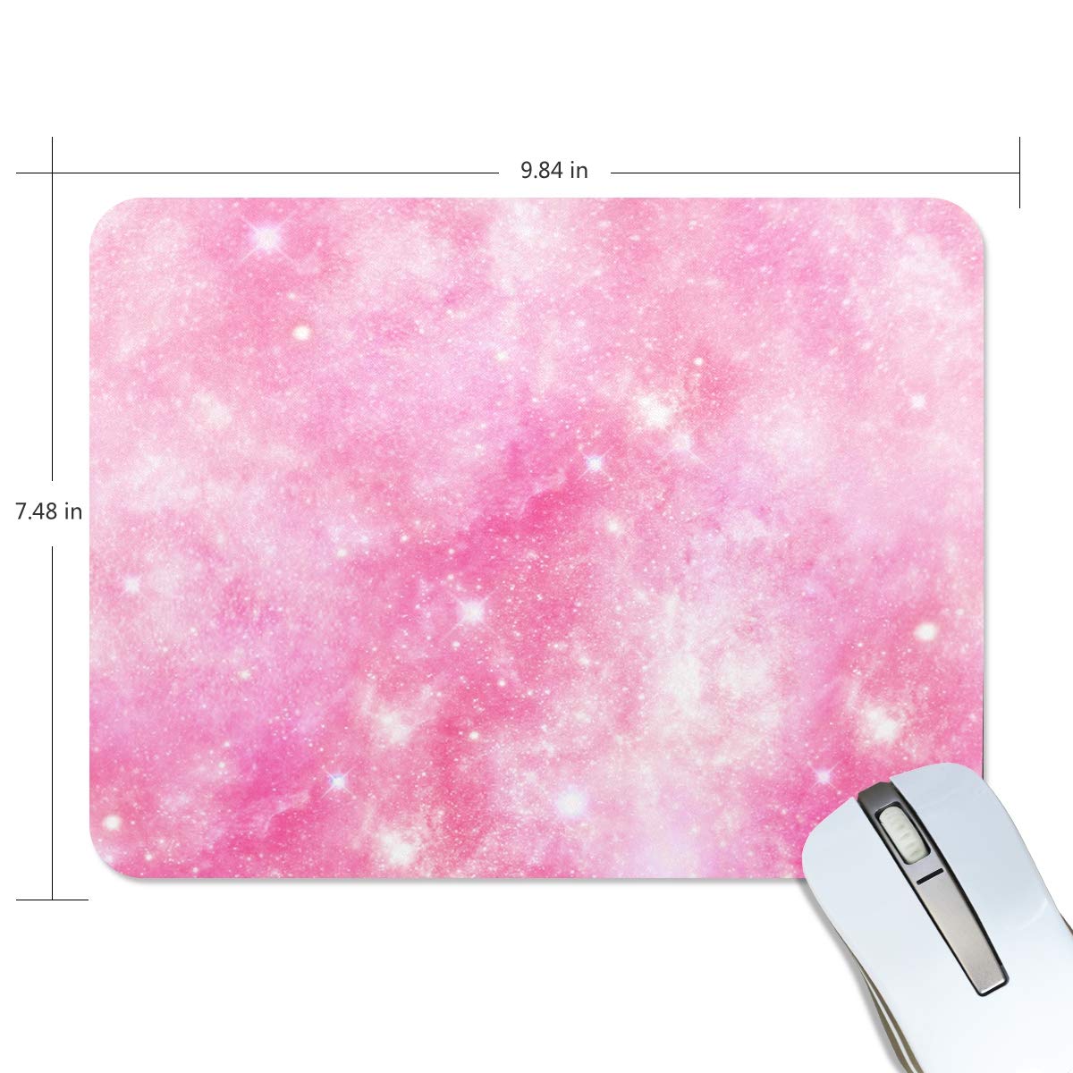 Pink Galaxy Universe Gaming Mouse Pad - 9.84 x 7.48 x 0.2 Inch Non-Slip Rubber Base Desk Mat for PC, Laptop & Office Work | Perfect for Gamers, Graphic Designers & Home Office Setup