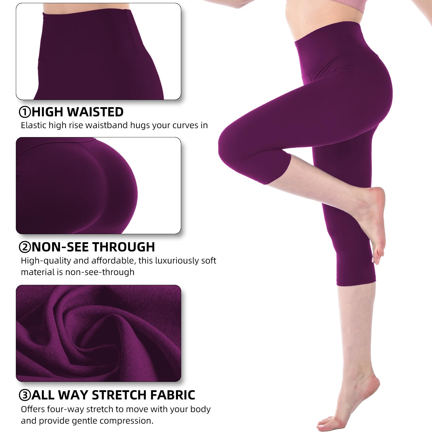 High Waisted Workout Leggings for Women - Yoga Running Exercise Gym Tights with Pockets | Perfect for Yoga, Running, Gym & Everyday Wear
