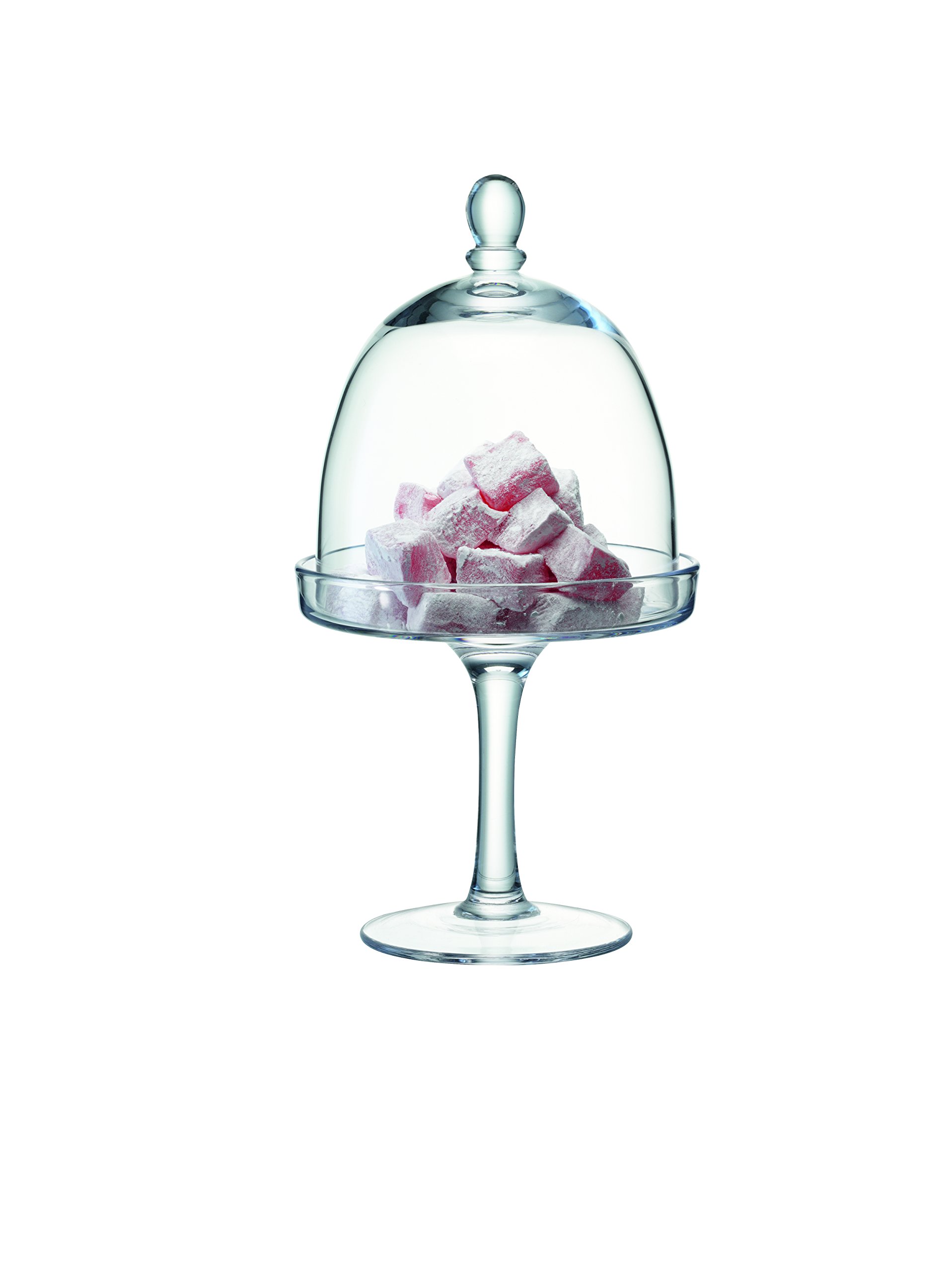 LSA International Clear Glass Serving Stand with Dome - 15 cm (6 inch) for Cakes, Desserts, and Food Display - Perfect for Parties, Weddings, and Buffets
