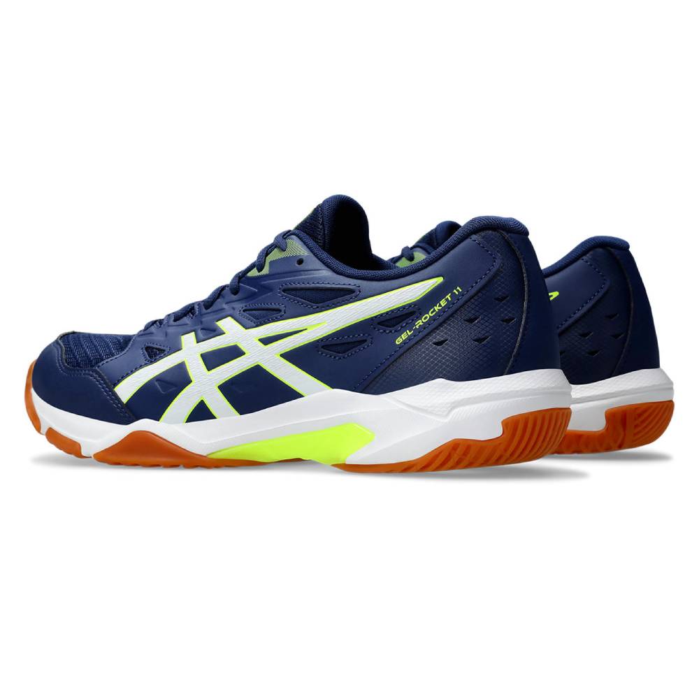 ASICS Gel Rocket 11 Men's Volleyball Shoes - Lightweight Indoor Court Sneakers for Badminton, Squash & Gym Training (Blue Expanse/Safety Yellow) - Perfect for Sports Enthusiasts & Professional Athletes
