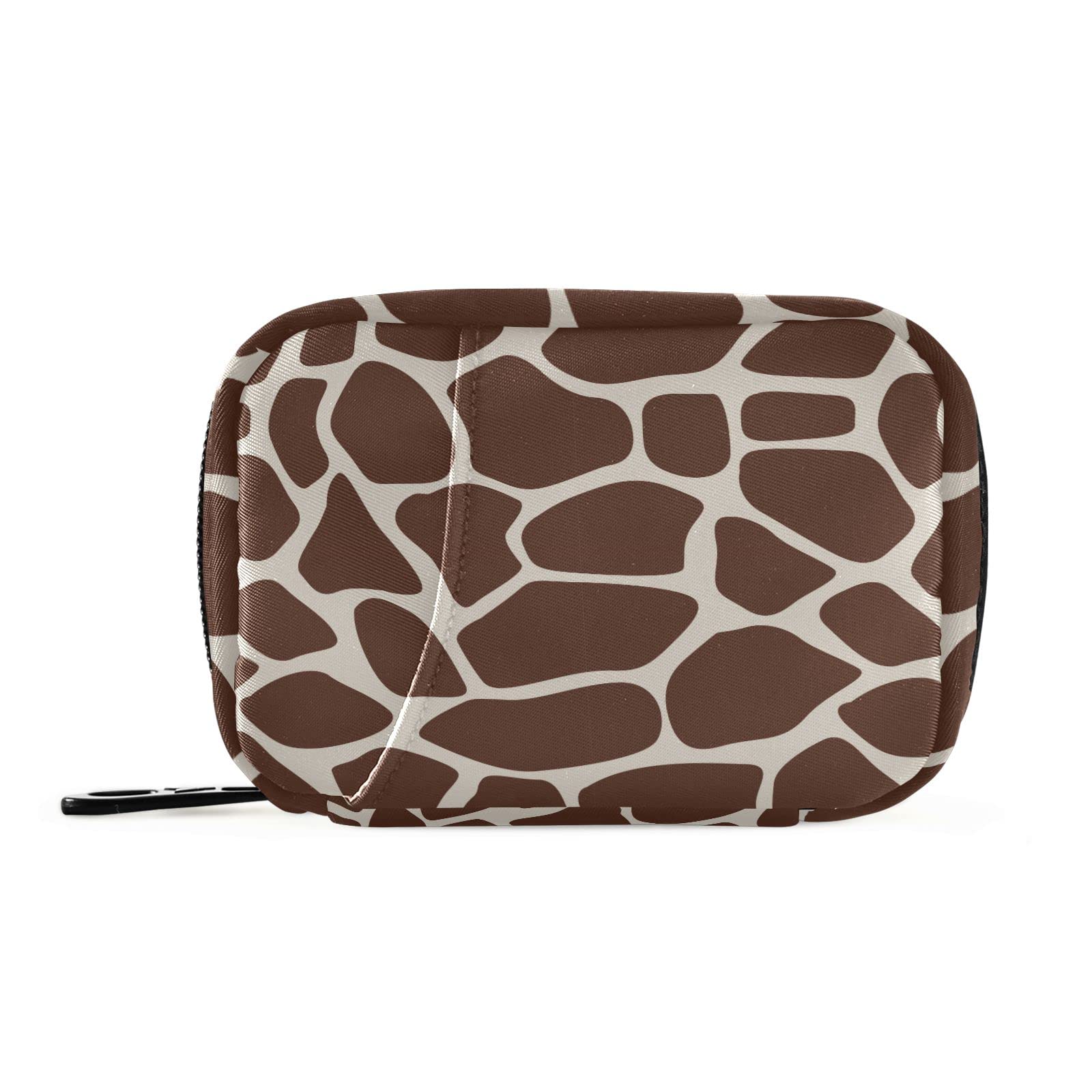 Brown Giraffe Pattern Travel Pill Organizer - Weekly 7-Day Small Pill Case with Compartments, Cute Vitamin & Medication Holder for Home, Office & Travel Use