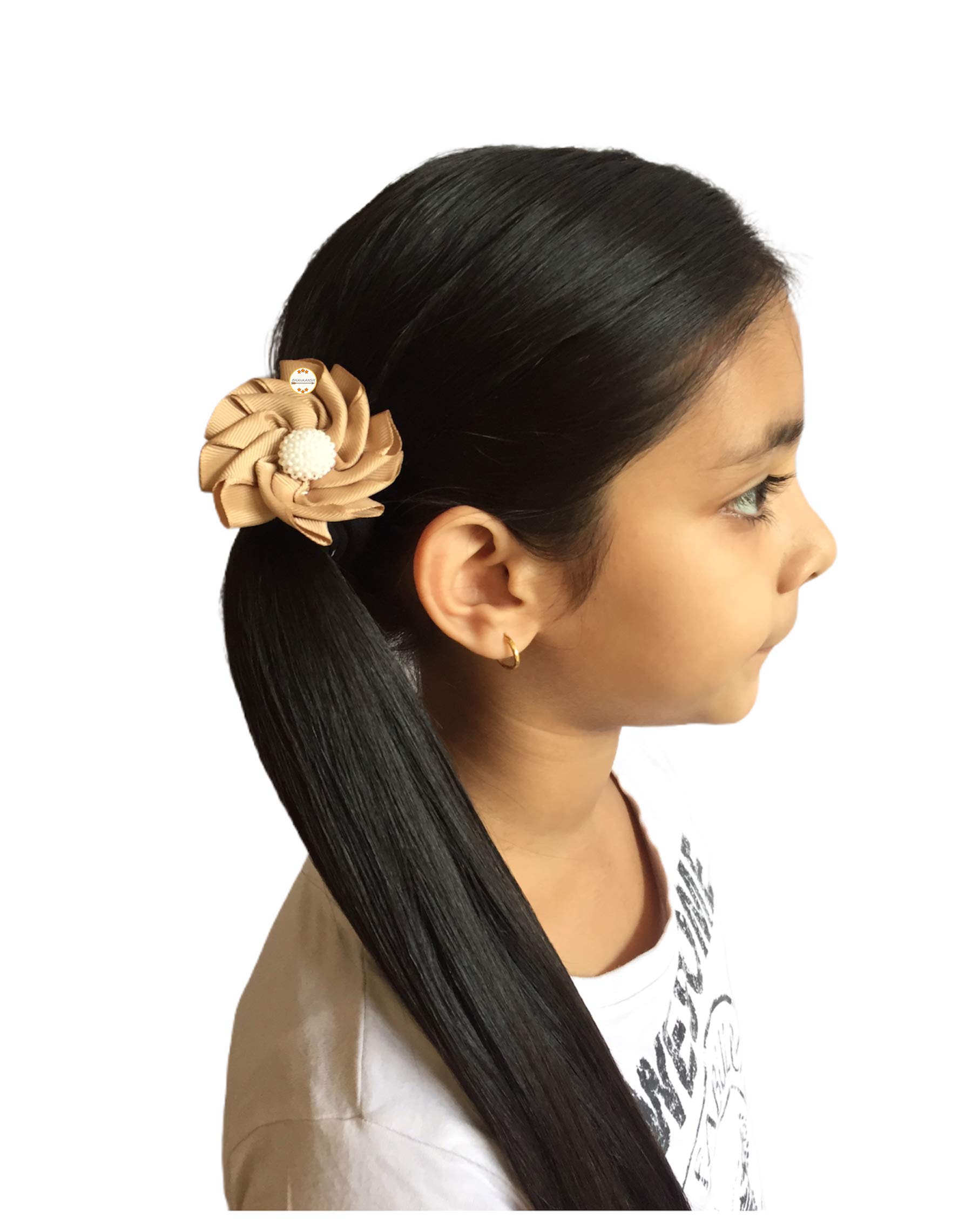 Hands-Free Pinwheel Ponytail Holders for Girls - Beige Hair Accessories | Perfect for School, Sports & Playtime