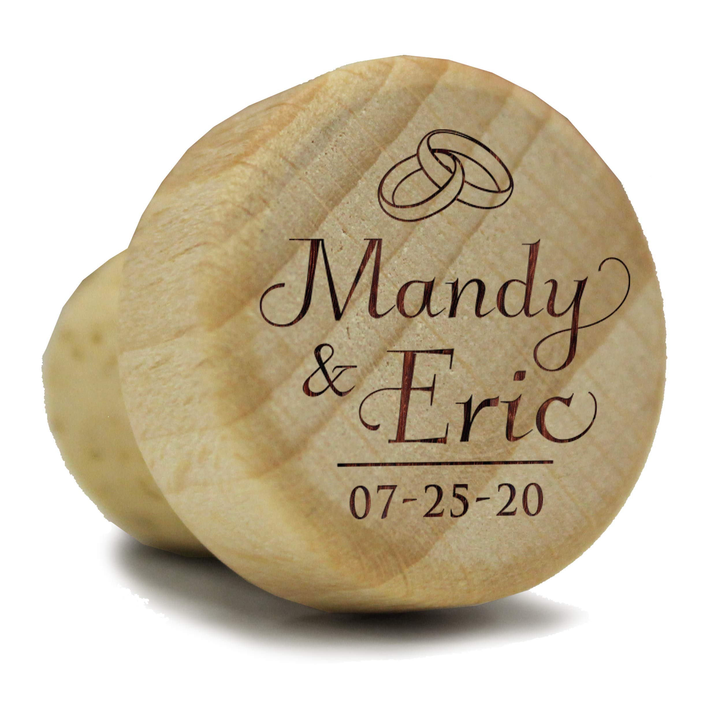 Personalized Wood T-Cork Wine Stoppers - Engraved Bulk Wedding Favors (25 Pack) - Custom Keepsake for Anniversaries, Bridal Showers & Special Events