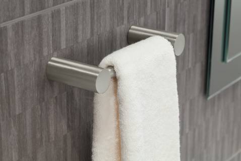 Moen Align 8-Inch Mini Towel Bar in Brushed Nickel - YB0486BN - Perfect for Bathroom, Kitchen, and Small Space Storage