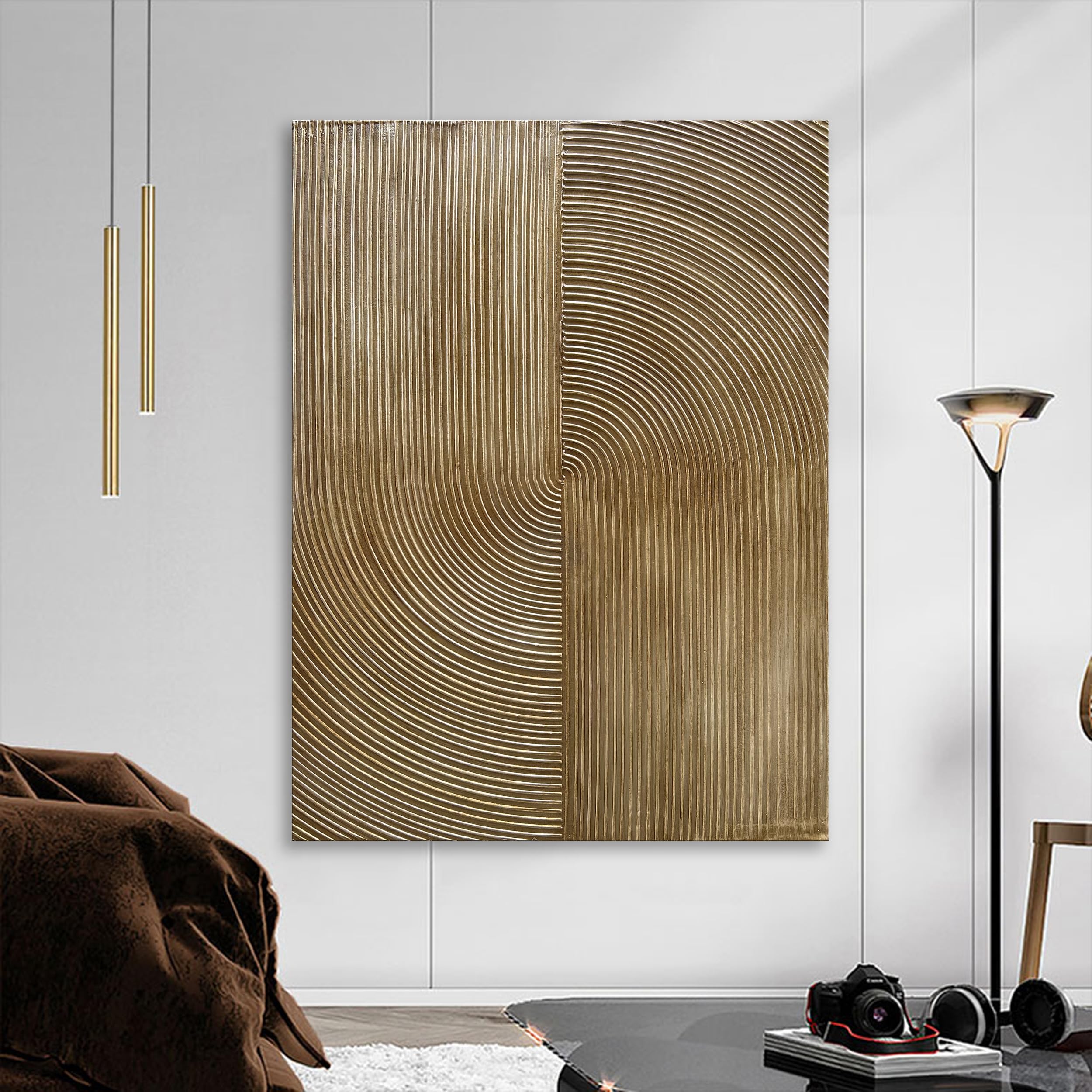 NANKAI 40x28 Inch Contemporary Minimalist Gold Texture Abstract Oil Painting - Modern Wall Art for Home, Office & Living Room Decor