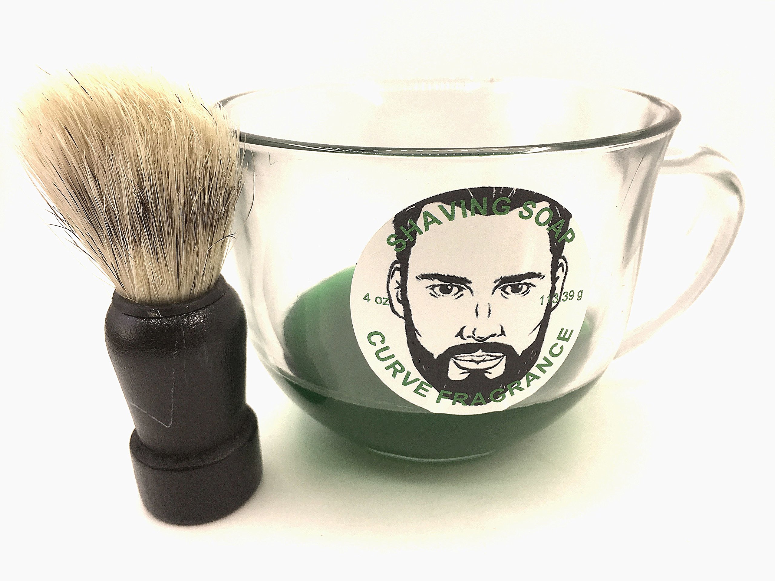 Premium Shaving Soap & Brush Set - 4oz Curve Type with Fragrance for Men - Perfect for Wet Shaving & Grooming Gifts