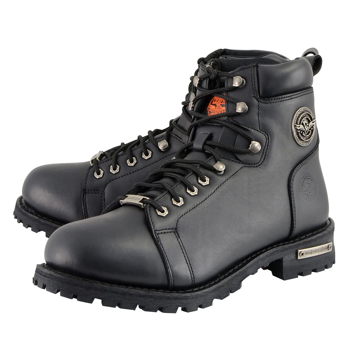 Milwaukee Leather Men's Black Leather Motorcycle Boots - Lace-Up & Side Zipper for Riding Comfort (MBM100-8) | Durable Biker Footwear for Cruising, Touring & Daily Commute