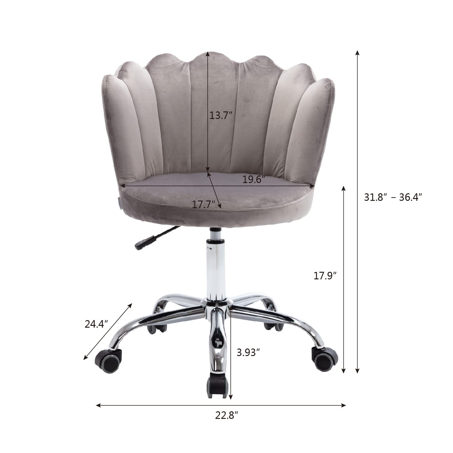 Velvet Home Office Chair - Adjustable Height Modern Swivel Desk Chair with Wheels, Upholstered Accent Computer Chair for Living Room, Bedroom & Makeup Vanity | Perfect for Remote Work, Gaming & Home Decor