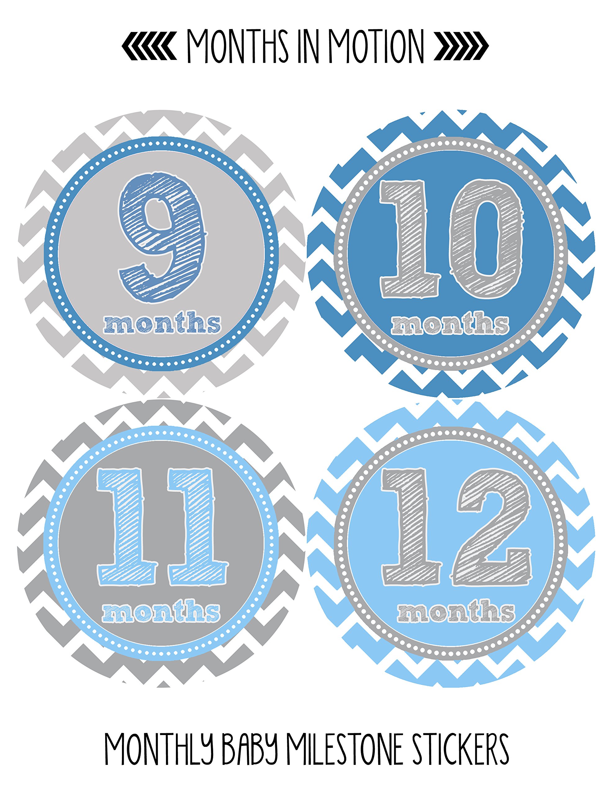 Baby Monthly Milestone Stickers for Newborn Boys - Adhesive Photo Props for First Year Growth Tracking - Perfect for Baby Albums, Scrapbooking & Monthly Photos
