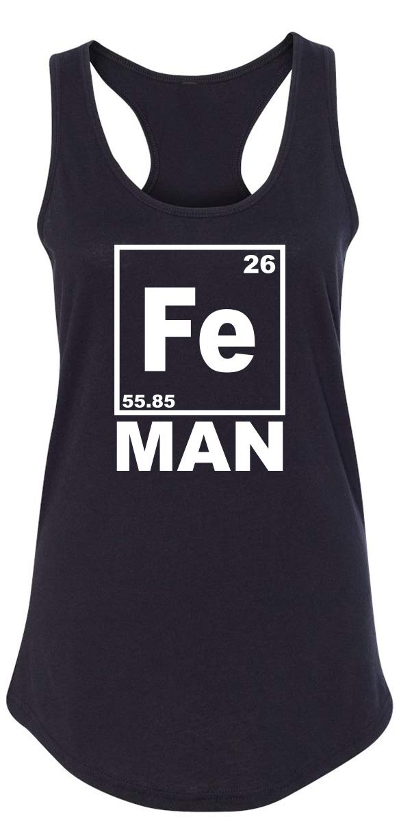 Funny Iron Man Chemistry Periodic Table T-Shirt for Women - Comical Science Geek Tee - Perfect for Cosplay, Comic Con & Marvel Fans