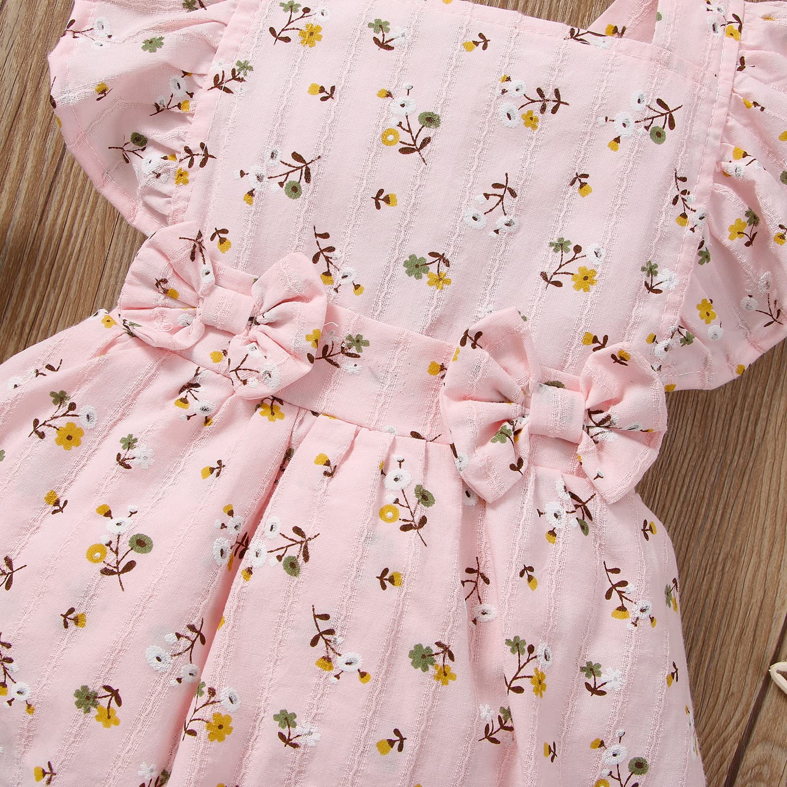 Newborn Baby Girl Romper Dress with Bow Floral Print - One-Piece Bodysuit Summer Outfit | Perfect for Photoshoots, Parties & Daily Wear