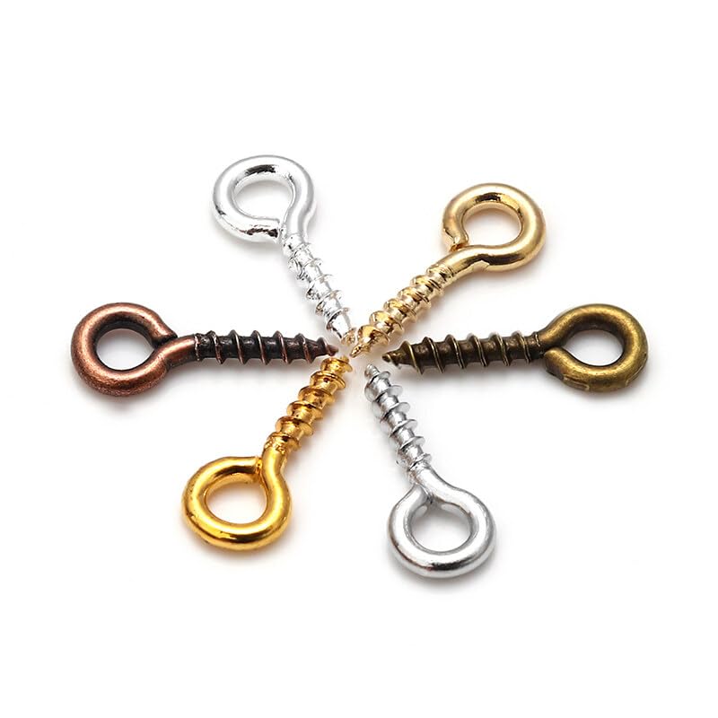 200Pcs Mini Eye Pins with Screw Thread - Jewelry Making Hooks & Eyelets for DIY Pendants, Charms, and Clasps | Durable Metal Craft Accessories for Necklaces, Bracelets, and Earrings