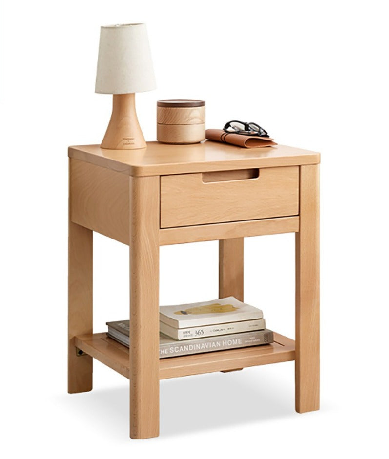 Solid Oak Wood Nightstand - Bedside Table with Drawer for Bedroom Furniture, Perfect for Storage and Decor | Modern & Rustic Home Design