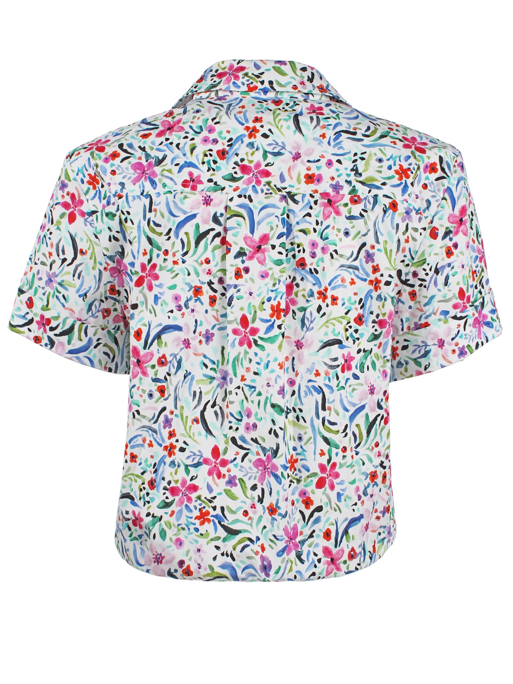 Alli Twist Hem Short Sleeve Blouse - Whimsical Floral Print Women's Top for Casual Wear, Office & Summer Outfits