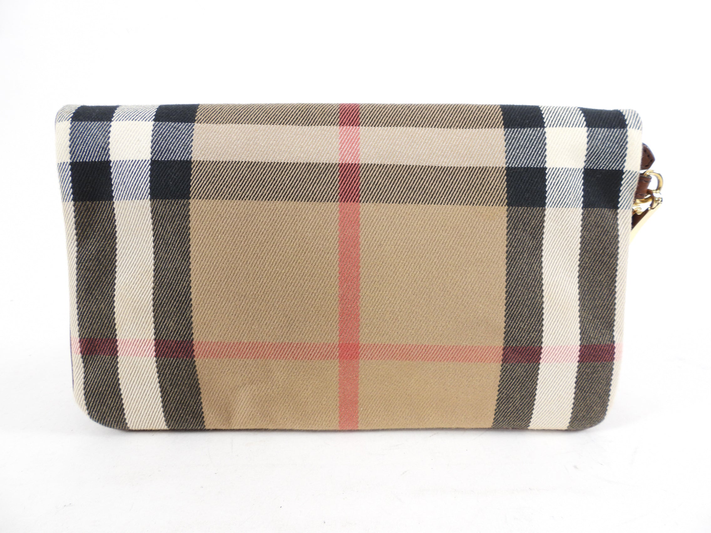Burberry Brown Fold Over Check Wristlet Clutch Bag | Luxury Designer Crossbody Purse for Women | Perfect for Evening Parties, Date Nights & Special Occasions