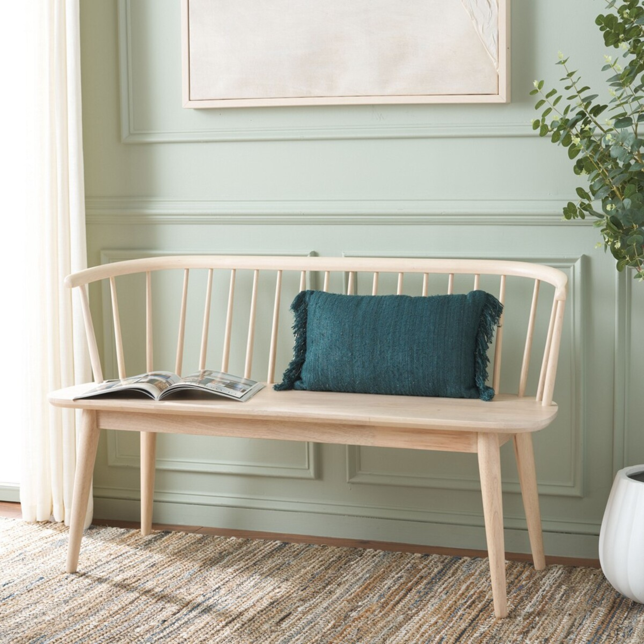 Blanchard Spindle Bench - Solid Wood Entryway Seating with Carved Details | Perfect for Hallway, Bedroom, or Living Room Décor