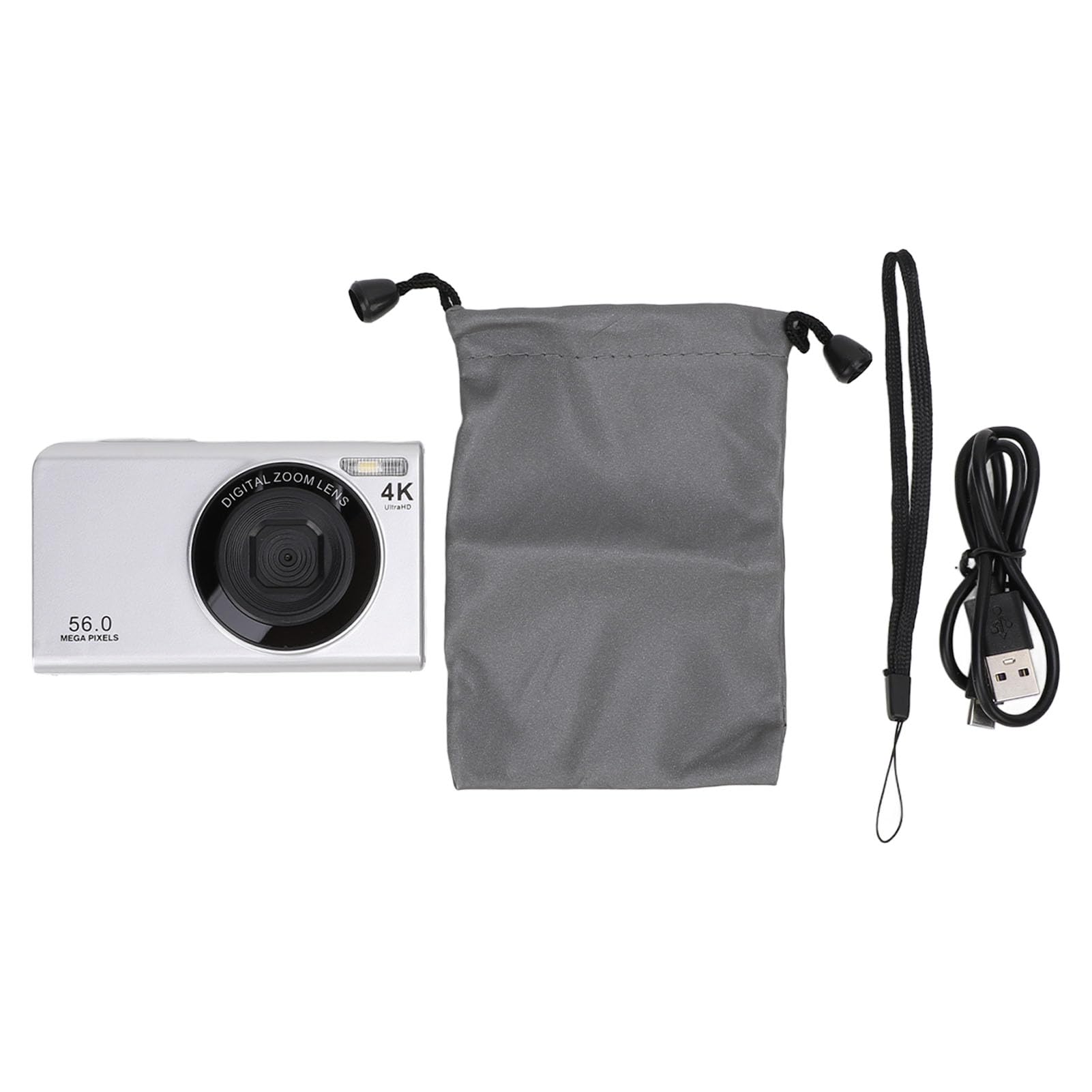 4K Digital Video Camera - Portable Compact Vlogging Camera with Auto Focus, Anti-Shake & 16x Digital Zoom for YouTube, Travel & Family Recording (Silver) - Perfect for Vloggers, Travelers & Content Creators