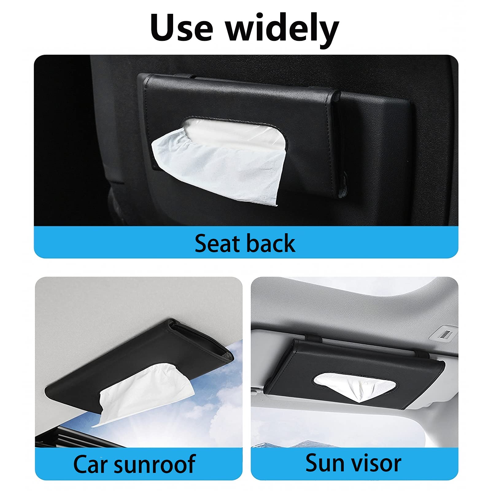Car Sun Visor Tissue Holder - PU Leather Napkin & Mask Storage Organizer for Vehicle | Perfect for Backseat Passengers, Road Trips & Daily Commute