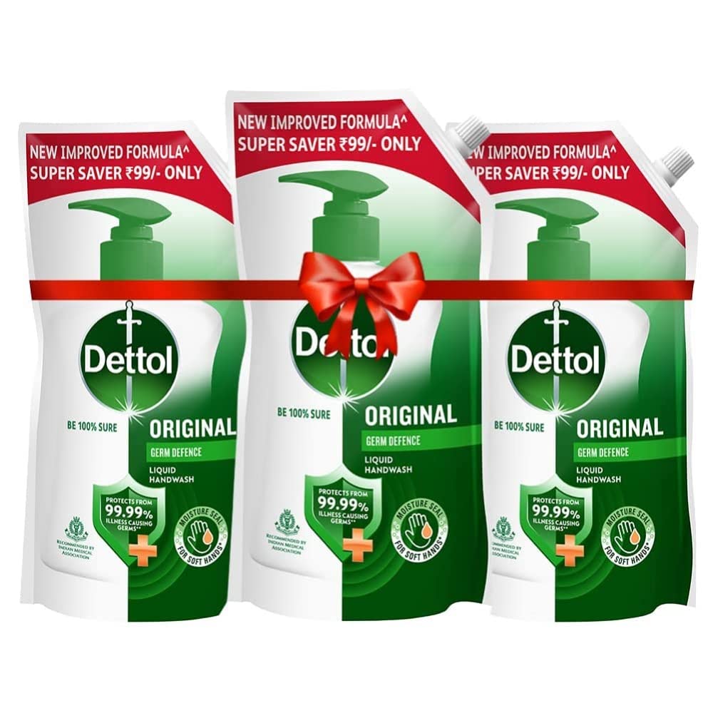 Dettol Original Liquid Hand Soap Refill - 675ml (Pack of 3) | Antibacterial & Moisturizing | Ideal for Home, Office & Public Restrooms