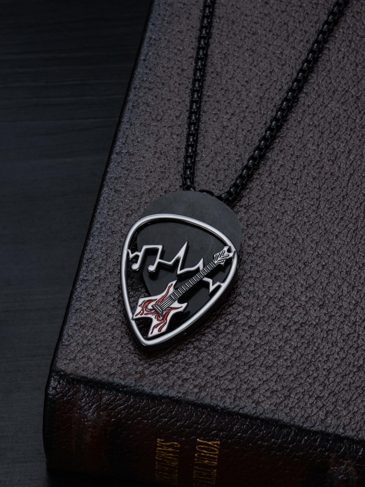 Dorunmo Sterling Silver Personalized Soundwave Guitar Pick Holder Necklace - Custom Music Pendant for Guitarists & Musicians - Perfect Gift for Christmas, Birthdays & Music Lovers - Great for Performances, Practice & Everyday Wear