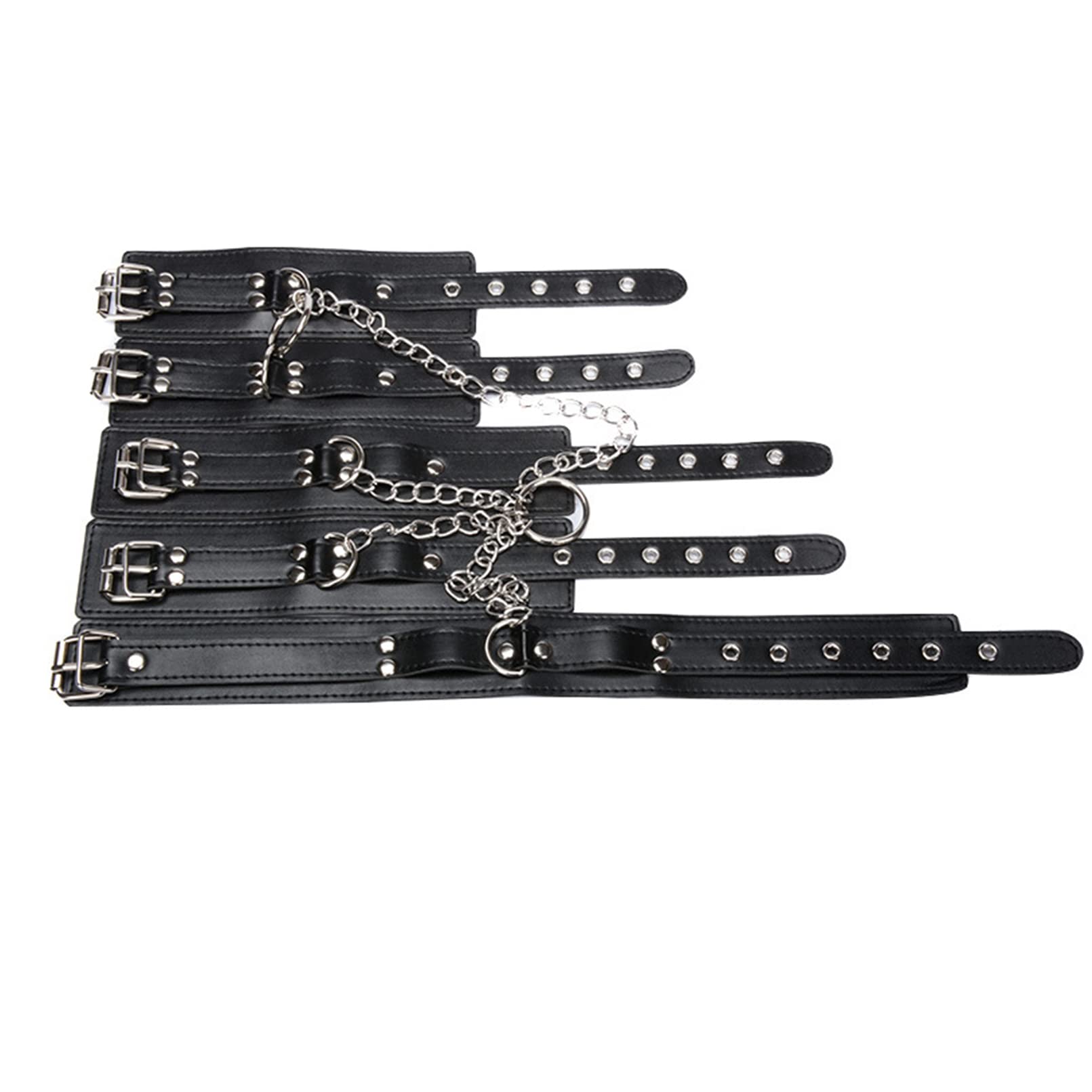 SUPKTHDY SM Bondage Kit with Handcuffs & Collar - Leather Restraint Set for Women, Black Erotic Adult Toys for Beginners - Perfect for Couples Play, BDSM Exploration & Sensual Roleplay