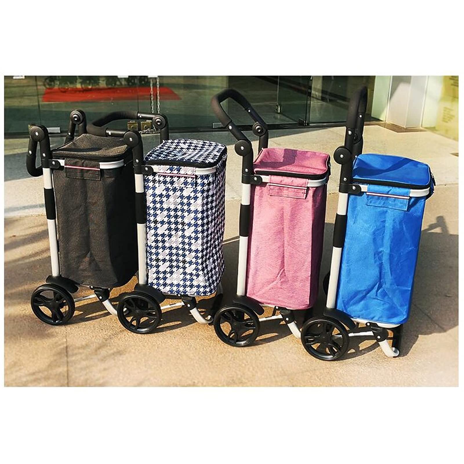Foldable Collapsible Wagon Cart with 45L Fabric Bag & All-Terrain Wheels - Heavy Duty Utility Grocery Shopping Cart, Stair Climbing Laundry Cart for Supermarket, Beach, Picnic & Outdoor Activities (Graffiti Design)