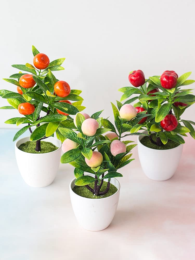 Artificial Apple Tree Potted Plant - Fake Plastic Fruit Tree Bonsai for Home Decor, Party & Living Room Tabletop Decoration | Perfect for Indoor Greenery, Wedding Centerpieces & Office Desk Decor