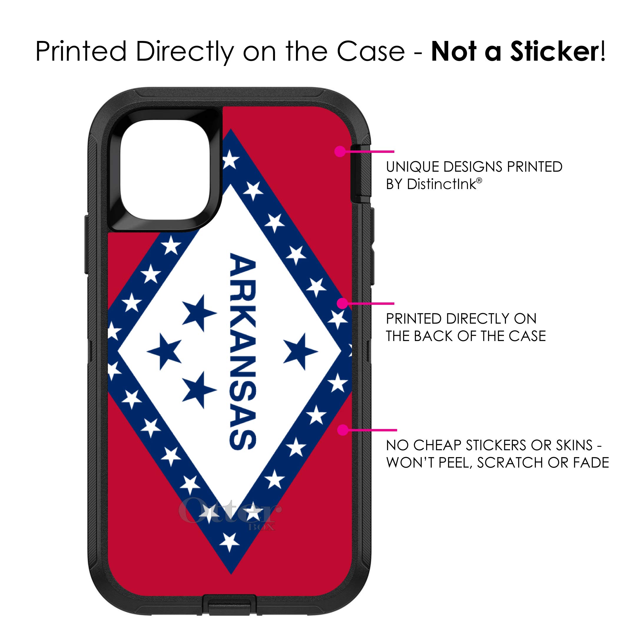 DistinctInk iPhone 11 Pro MAX Case (6.5 Inch) - Arkansas State Flag Design - Durable Protective Cover Replacement for OtterBox Defender - Perfect for Outdoor Activities, Travel & Daily Use