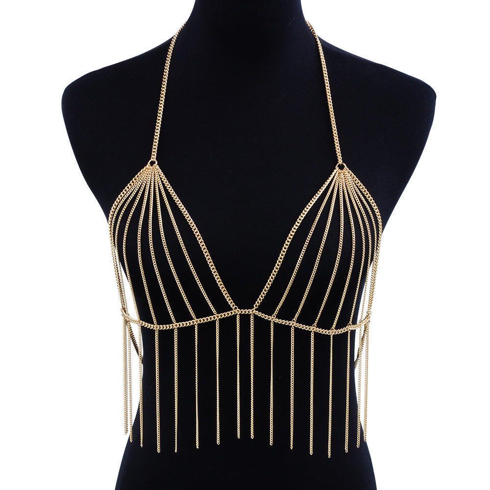 Exaggerated Gold Multi-Layer Tassel Jewelry Set - Elegant Statement Necklace for Women - Perfect for Parties, Weddings & Special Occasions