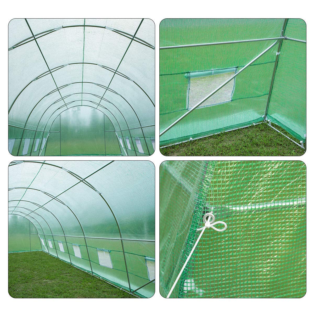 MELLCOM 26' x 10' x 6.6' Walk-in Greenhouse with Reinforced Metal Frame & 12 Ventilation Windows - Durable Outdoor Greenhouse for Gardening, Plant Growing & Backyard Use