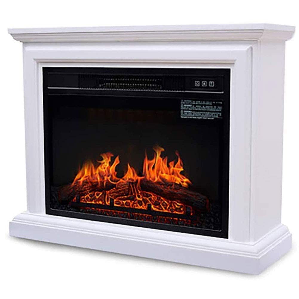 Haeter Silent Electric Fireplace Stove - 1400W Freestanding Heater with Realistic 3D Flame Effect & Large Viewing Window - White Electric Fireplace for Living Room, Bedroom & Office - Energy Efficient Space Heater for Winter Warmth
