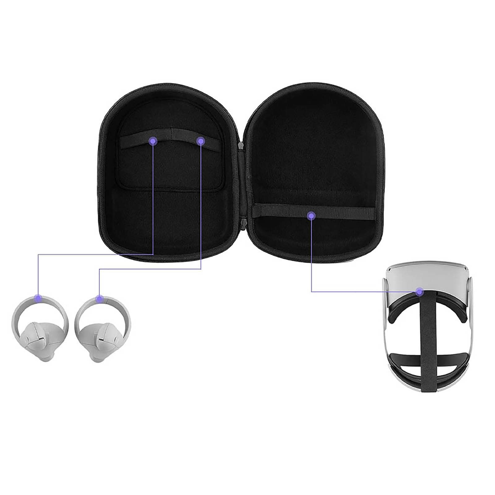 YORKING VR Glasses Carry Case for Oculus Quest 2 - Protective Storage Bag Travel Pouch with Hard Shell Box, Headset Accessories Organizer (Grey) - Perfect for Travel, Home Storage & VR Gaming Protection
