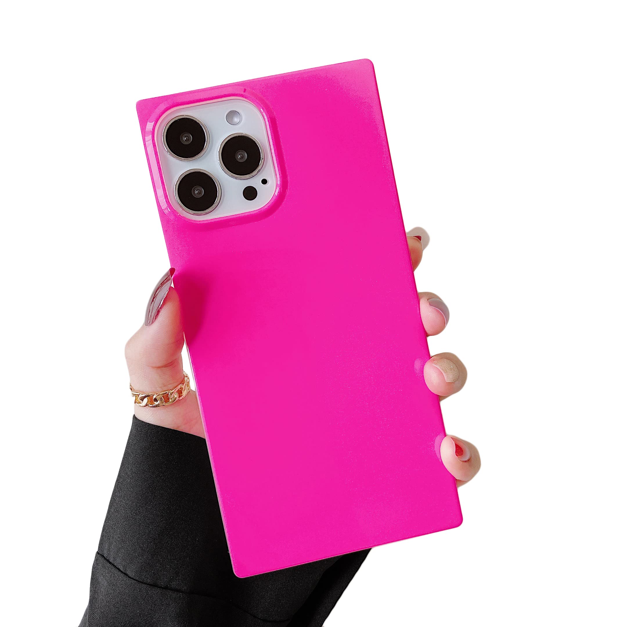 Cocomii Square iPhone 13 Mini Case - Slim Lightweight Glossy Cover with Neon Pink Fluorescent Color - Luxury Aesthetic Design Compatible with Apple iPhone 13 Mini - Perfect for Everyday Use, Work, and Night Out Protection