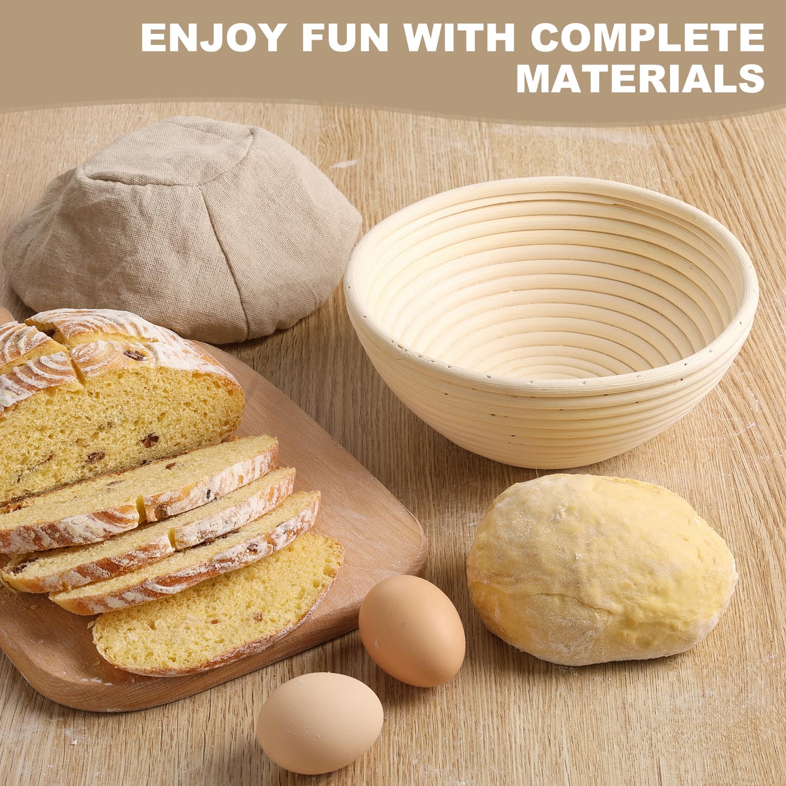 2-Pack 8 Inch Round Bread Proofing Baskets with Liners - Perfect for Sourdough, Artisan Bread Baking at Home - Ideal for Professional Bakers & Bread Making Enthusiasts (Use for Homemade Bread, Pizza Dough & Pastry Rising)
