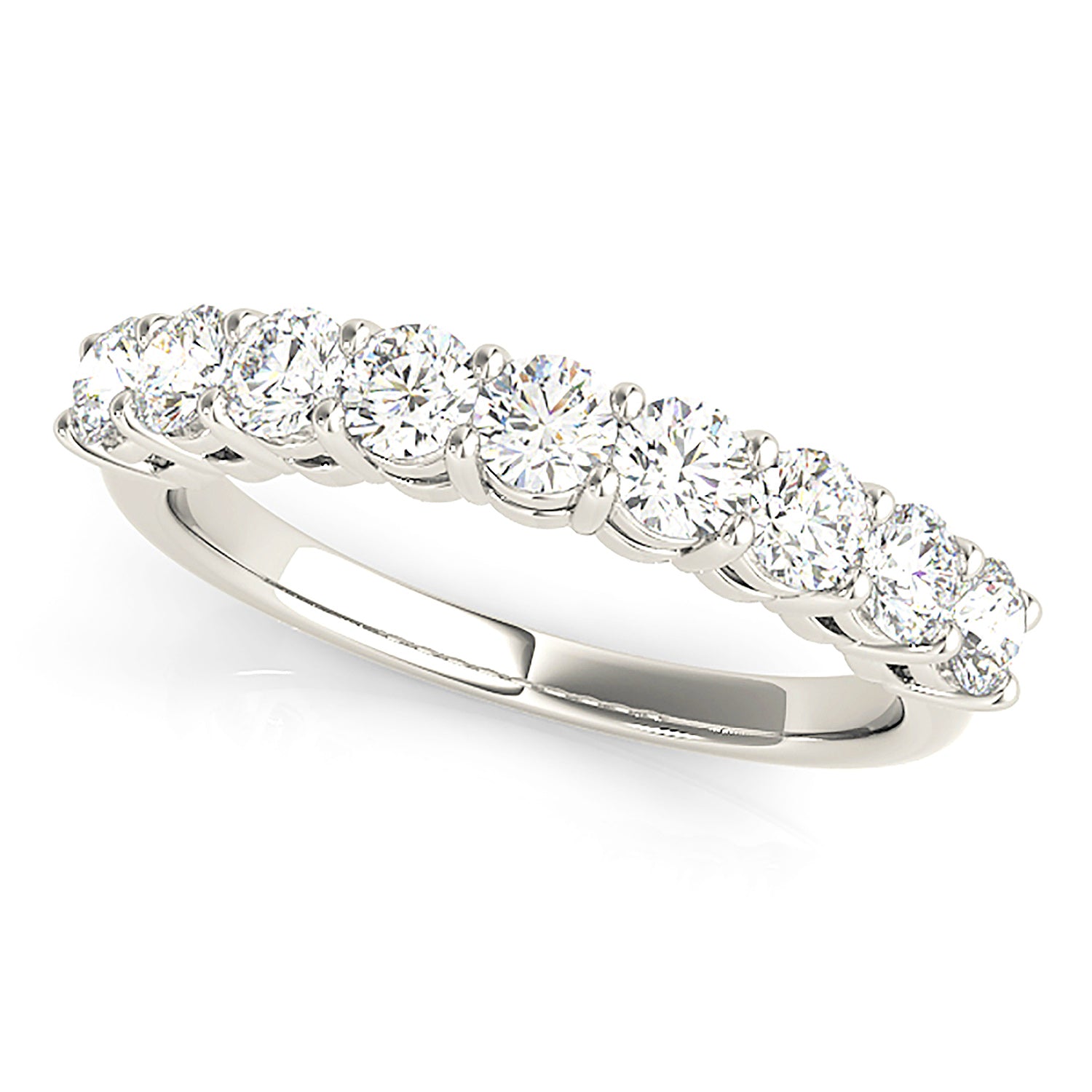 0.75 Carat Round Diamond Wedding Band - 9 Stone Anniversary Ring for Women - Perfect for Bridal, Engagement & Special Occasions