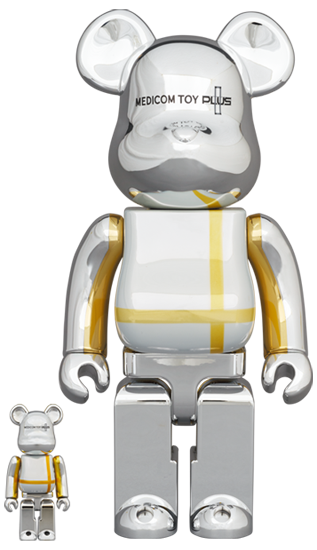 MEDICOM TOY BE@RBRICK PLUS SILVER CHROME Ver. 100% & 400 Bearbrick Collectible Figurine - Limited Edition Chrome Plated Bear Design for Display, Gift & Home Decor