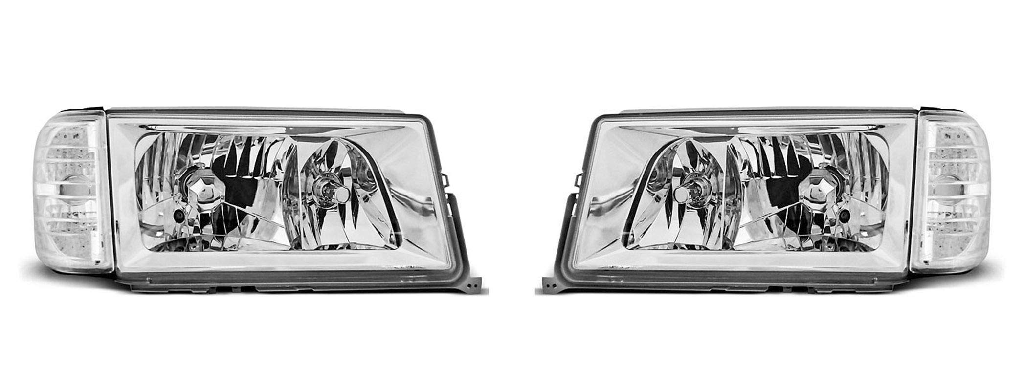 Mercedes W201 Headlights VR-1367 Set - Chrome for 1982-1993 Models - Perfect for Night Driving