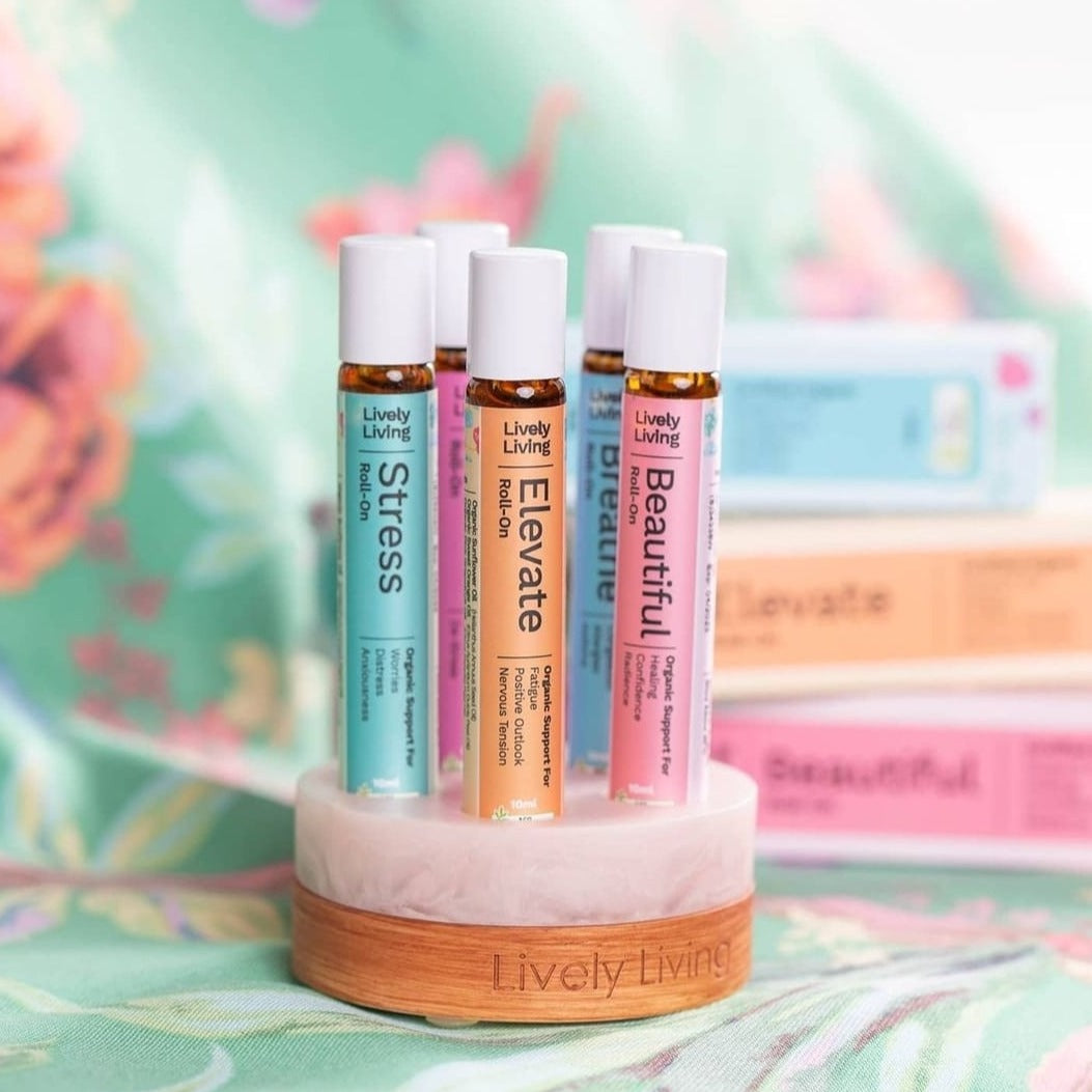 5-Pack Roll On Essential Oils with Bonus Stand - Portable Aromatherapy for Stress Relief, Sleep & Travel